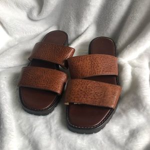 J Crew Brown Leather Two Strap Sandals